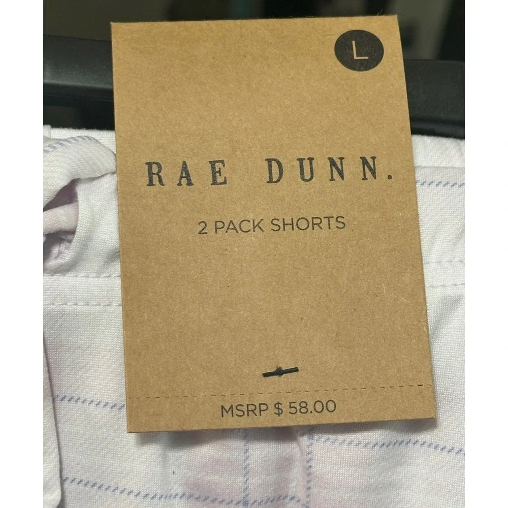 Rae Dunn Womens 2 Pack Pajama Shorts Lavender Plaid Striped Day Off Large NWT